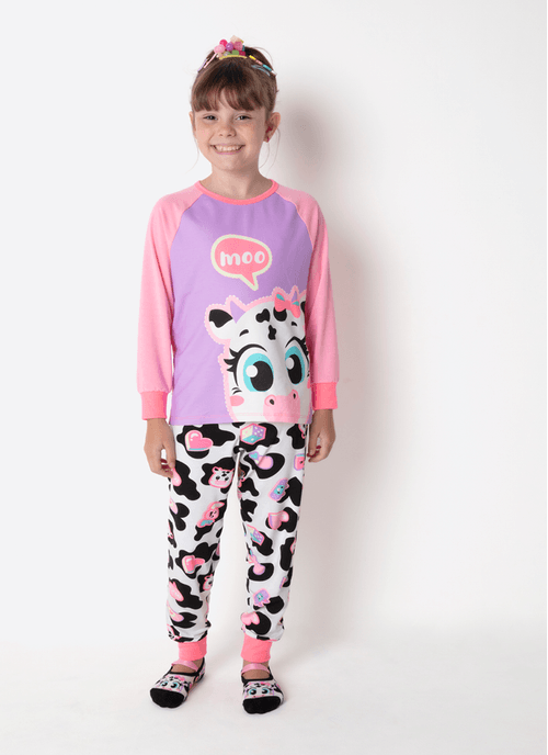 Pijama Manga Longa Viscolycra Menina Vaca Patches