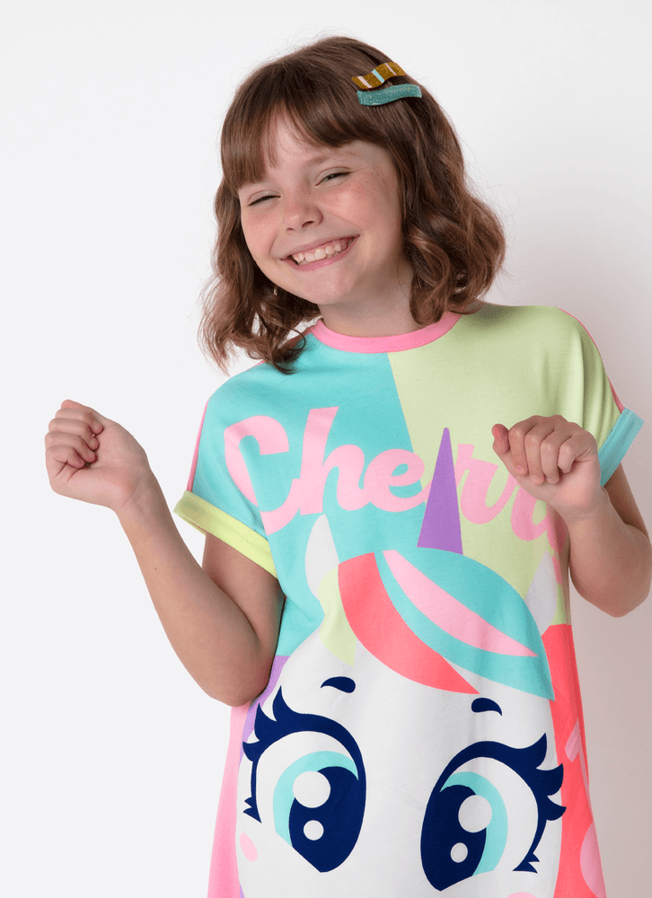 Camisola-Manga-Curta-Viscolycra-Menina-Unicornio-Cherry