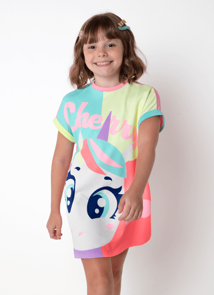 Camisola-Manga-Curta-Viscolycra-Menina-Unicornio-Cherry