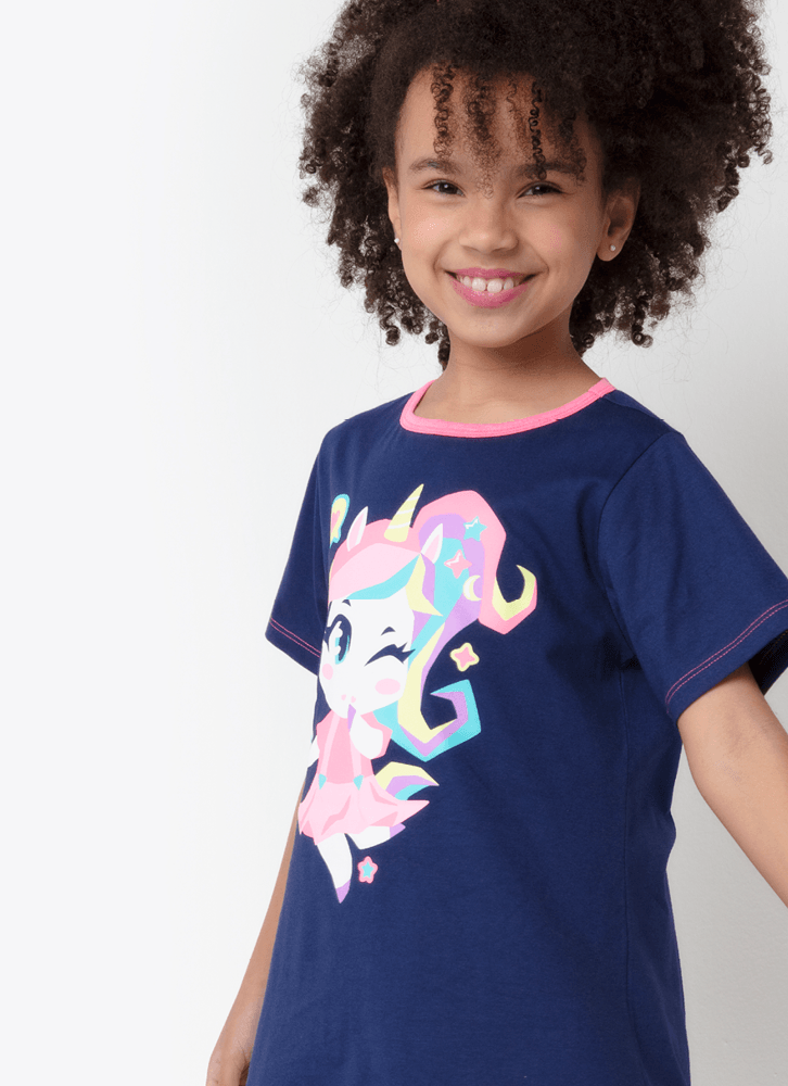 Camisola-Manga-Curta-Algodao-Menina-Teen-Unicornio-Kawaii