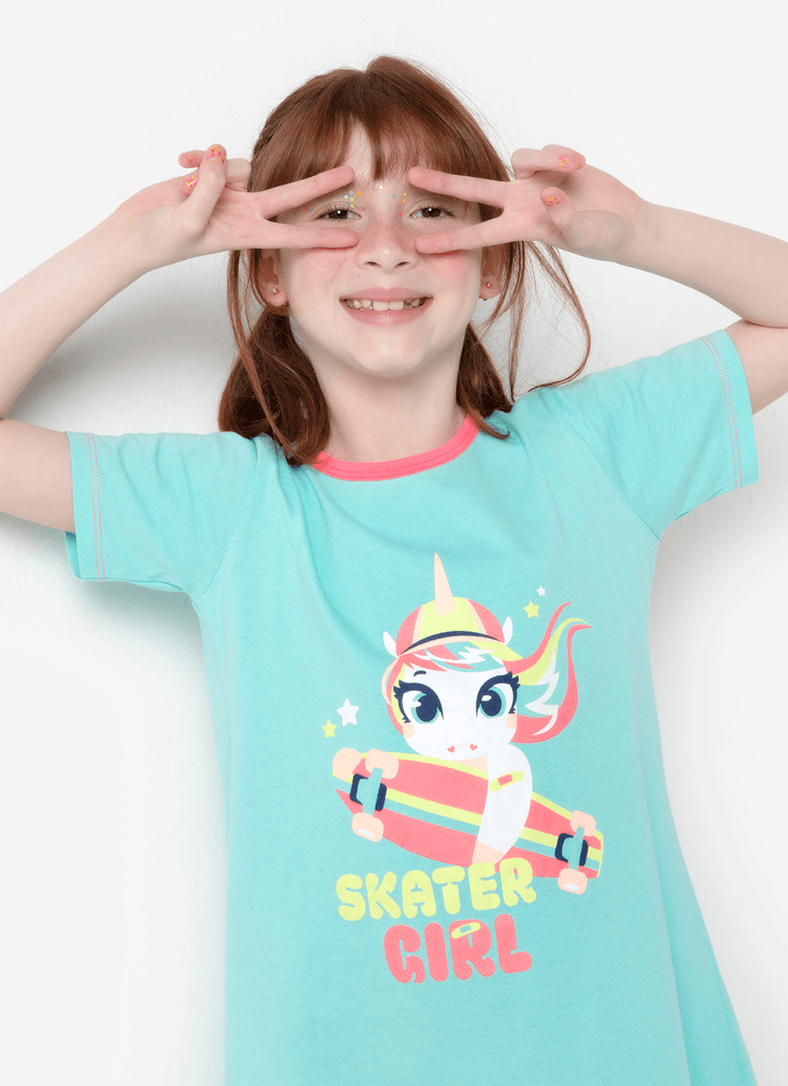 Camisola-Manga-Curta-Menina-Algodao-Unicornio-Skate