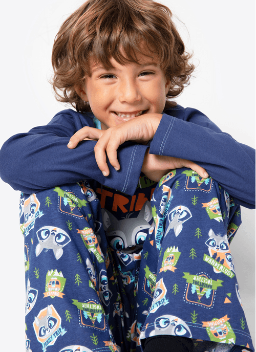 Pijama Manga Longa Menino Teen Algodão Família Guaxinim