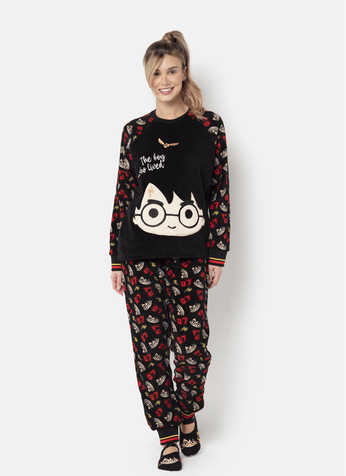 Pijama Manga Longa Adulto Soft Harry Potter