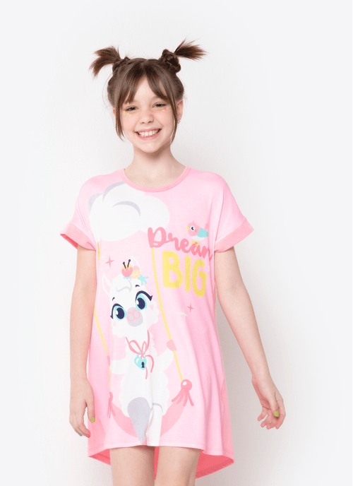 Camisola Manga Curta Menina Viscolycra Lhama Secret