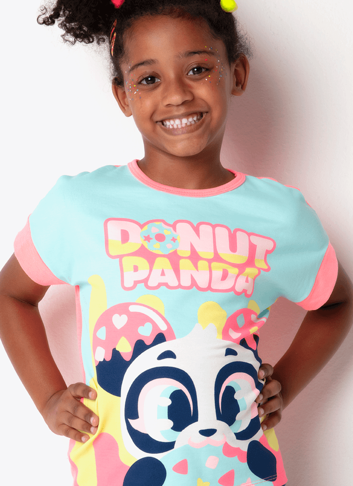 Pijama-Manga-Curta-Viscolycra-Menina-Teens-Panda-Donuts
