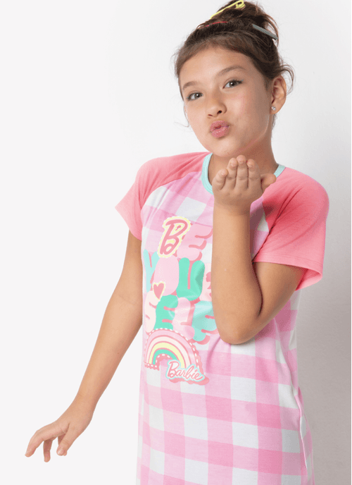 Camisola Manga Curta Viscolycra Menina Teen Barbie