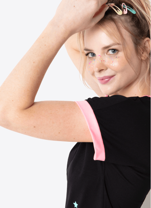 Pijama Manga Curta Viscolycra Feminino Cisne Rainbow