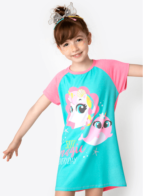 Camisola Manga Curta Viscolycra Menina Unicórnio