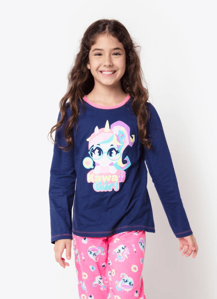 Pijama-Manga-Longa-Algodao-Menina-Teen-Unicornio-Kawaii