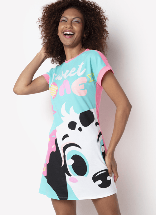 Camisola Manga Curta Viscolycra Menina Teen Dálmata Donut