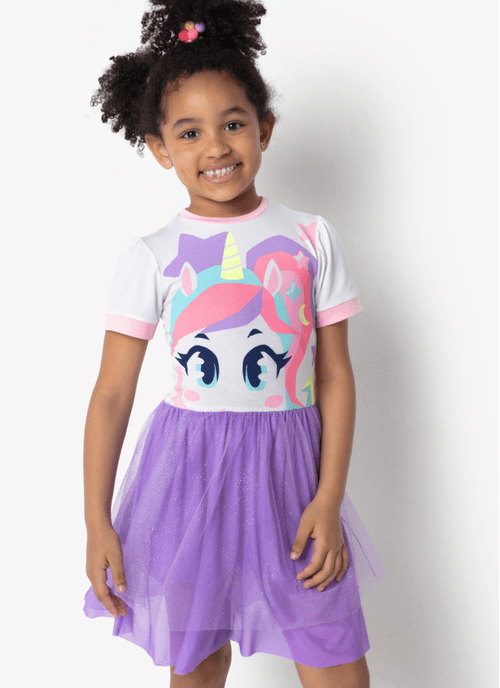 Camisola Fantasia Manga Curta Viscolycra Feminino Unicórnio Kawaii