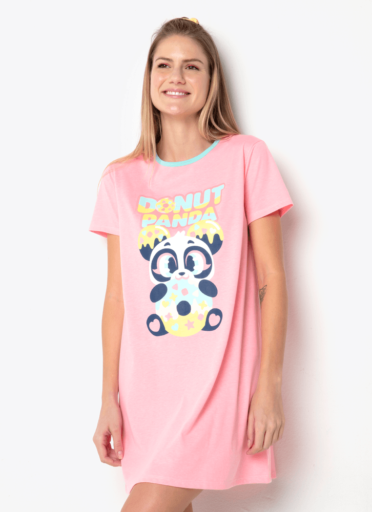 Camisola-Manga-Curta-Feminino-Panda-Donut