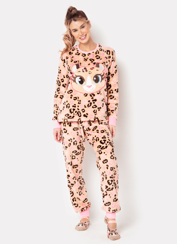 Pijama-Manga-Longa-Feminino-Soft-Onca