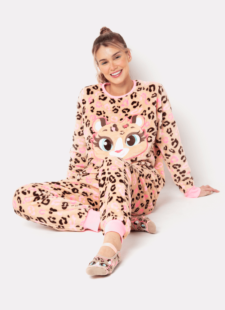 Pijama-Manga-Longa-Feminino-Soft-Onca