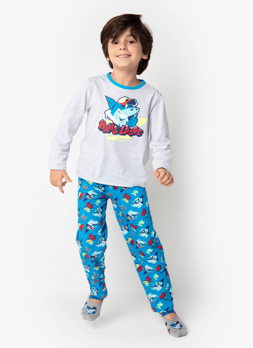 Pijama Manga Longa Viscolycra Menino Tubarão Hip Hop