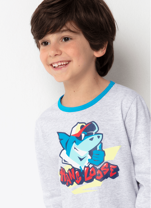 Pijama Manga Longa Viscolycra Menino Tubarão Hip Hop