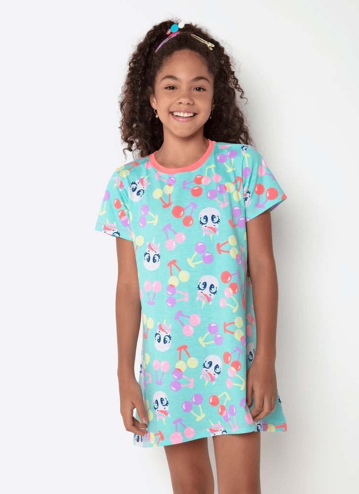 Camisola-Manga-Curta-Algodao-Menina-Teen-Unicornio-Cherry