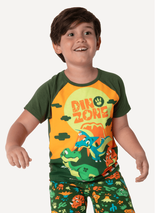 Pijama Manga Curta Viscolycra Menino Dino Trio