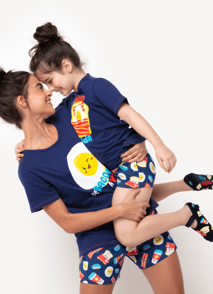 Pijama-Manga-Curta-Feminino-Algodao-Familia-De-Bacon-A-Vida