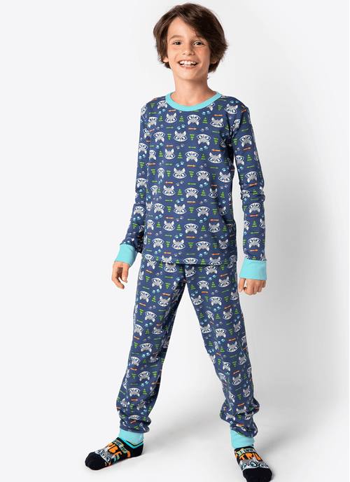 Pijama Manga Longa Menino Viscolycra Família Guaxinim