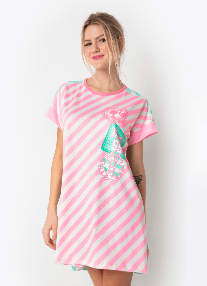 Camisola-Manga-Curta-Algodao-Feminino-Barbie