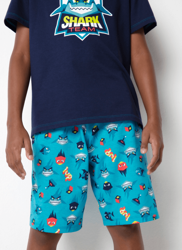 Pijama-Manga-Curta-Menino-Algodao-Tubarao-Gamer