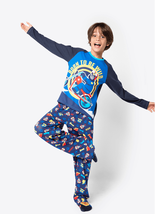 Pijama Manga Longa Menino Teen Viscolycra Gorila Rider