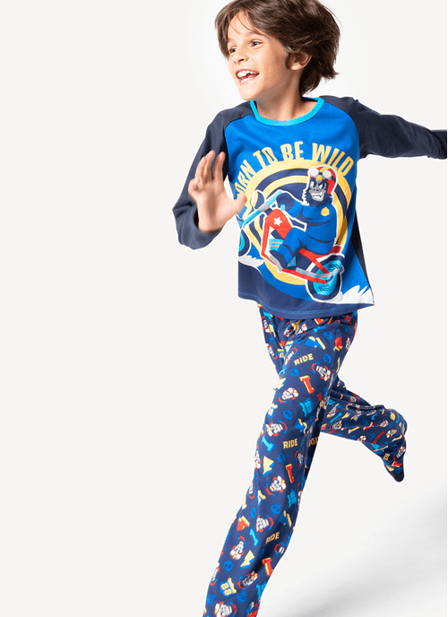 Pijama Manga Longa Menino Teen Viscolycra Gorila Rider