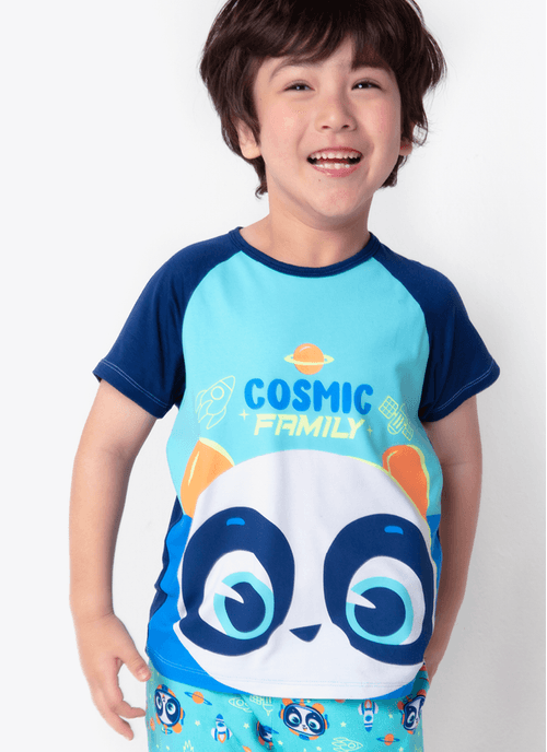 Pijama Manga Curta Viscolycra Menino Família Panda