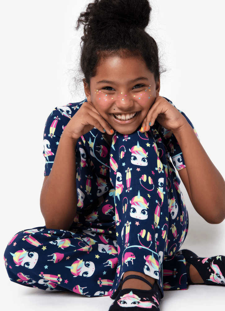 Pijama-Longo-Manga-Curta-Menina-Teen-Viscose-Unicornio-Skate