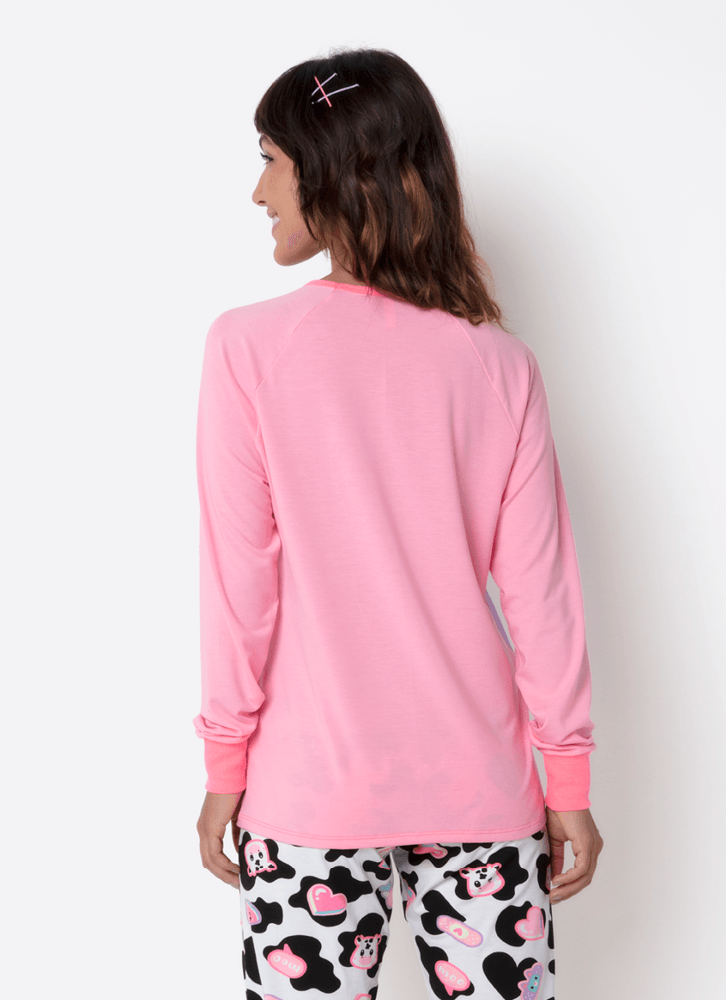 Pijama-Manga-Longa-Viscolycra-Feminino-Vaca-Patches