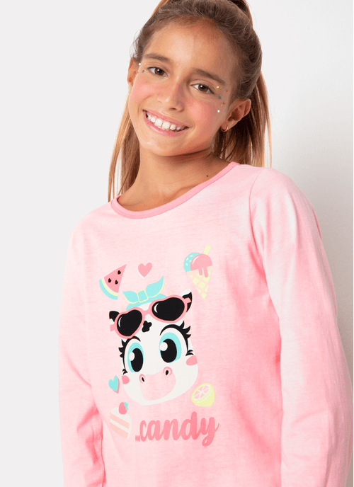 Pijama Manga Longa Menina Teen Algodão Vaca