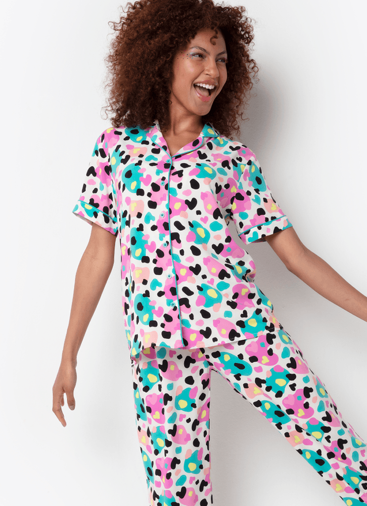 Pijama-Longo-Manga-Curta-Viscose-Feminino-Dalmata-Donuts