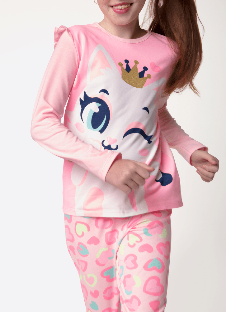 Pijama-Manga-Longa-Viscolycra-Menina-Teen-Gata-Romantica