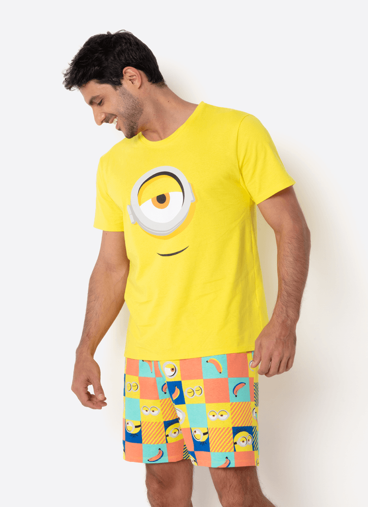 Pijama-Manga-Curta-Masculino-Minions