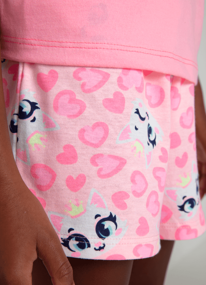 Pijama-Manga-Curta-Menina-Gata-Romantica