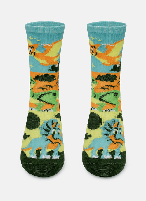 Meia Cano Longo Menino Dino Trio