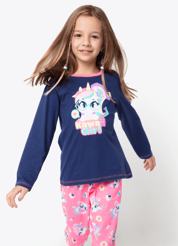 Pijama-Manga-Longa-Algodao-Menina-Unicornio-Kawaii