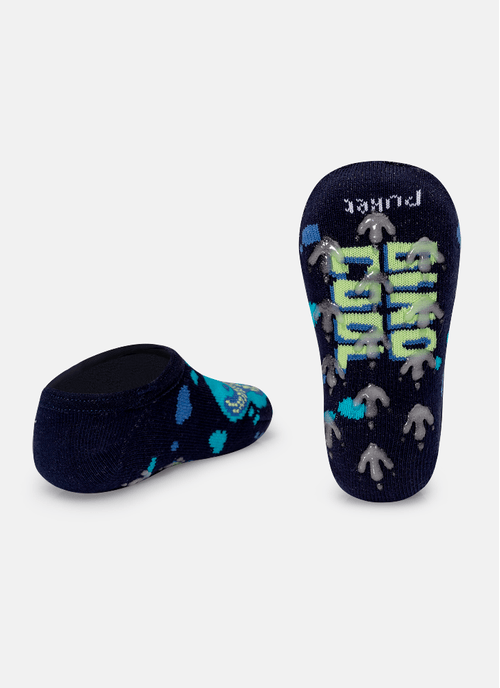 Meia Sapatinho Antiderrapante Bebê Menino Dinossauro Fósseis