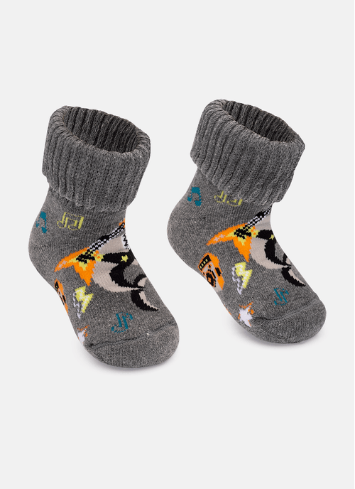 Meia Botinha Antiderrapante Bebê Menino Tubarão Rockstar