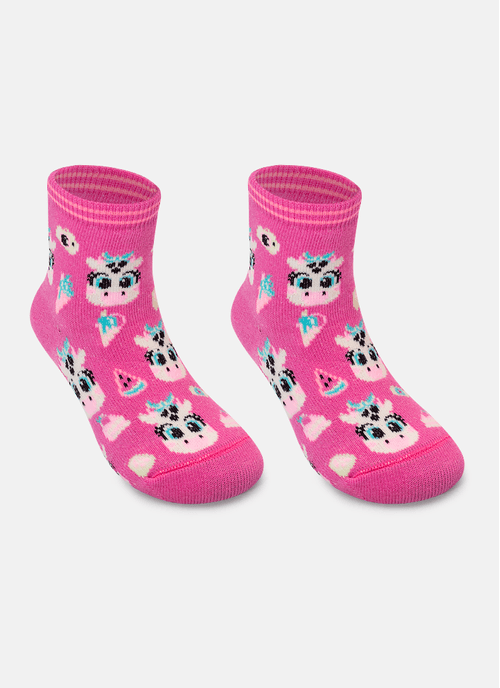 Meia Soquete Cano Médio Bebê Menina Vaca