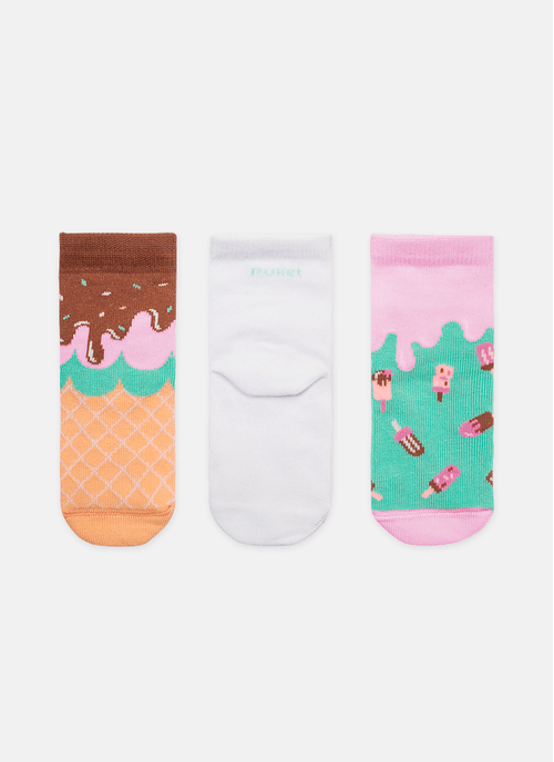 Kit com 3 meias Menina Sorvete