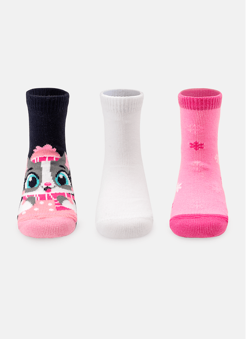 Kit com 3 Meias Bebê Menina Gata