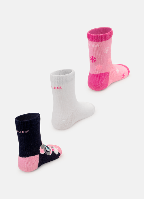 Kit com 3 Meias Bebê Menina Gata