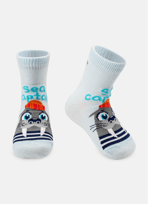 Meia Soquete Bebê Menino Leão Marinho
