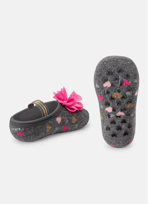 Meia Sapatilha Bebê Menina Antiderrapante Coração