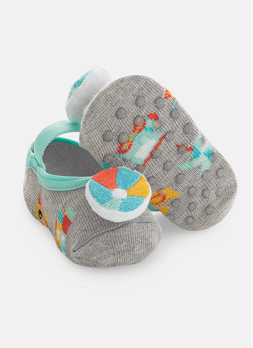 Meia Sapatilha Antiderrapante com Aplique Bebê Menino Bola