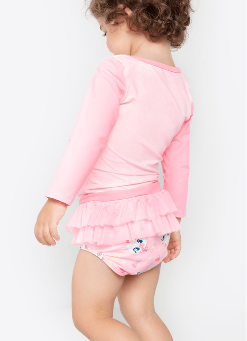 Conjunto Camiseta e Calcinha com Proteção Solar Bebê Menina Lhama Secret