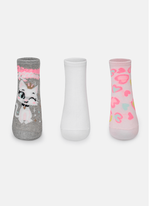Kit com 3 meias Menina Gata Romântica