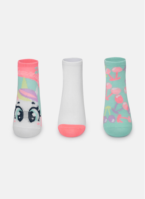 Kit com 3 meias Menina Unicórnio Cherry